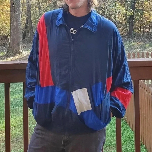 Vintage 80’s Color Block Track Jacket - Picture 1 of 9